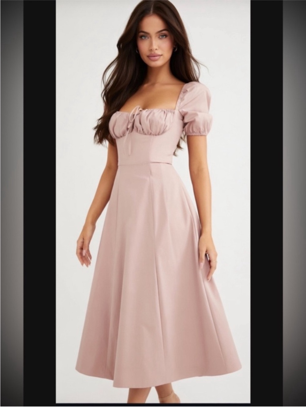 HOUSE OF CB 'Tallulah' Blush Puff Sleeve Midi Sundress /XSmall US2-4 $209 - Picture 4 of 9
